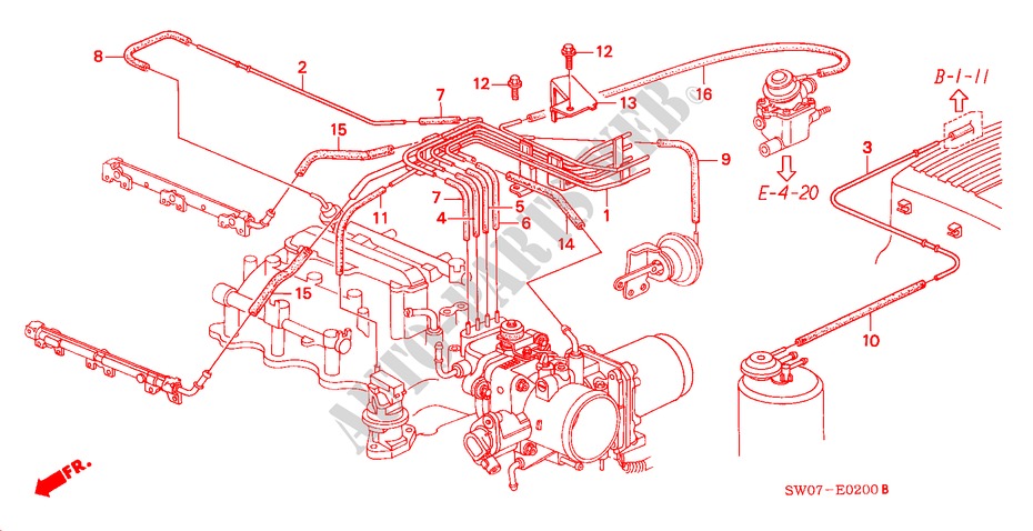 TUBERIA DE INSTALACION/TUBERIA (3.0L) para Honda NSX NSX-T 2 Puertas 4 velocidades automática 1995