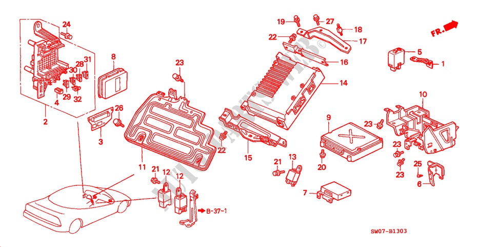 UNIDAD DE MANDO(ABS/EPS) (RH) para Honda NSX NSX-T 2 Puertas 5 velocidades manual 1995