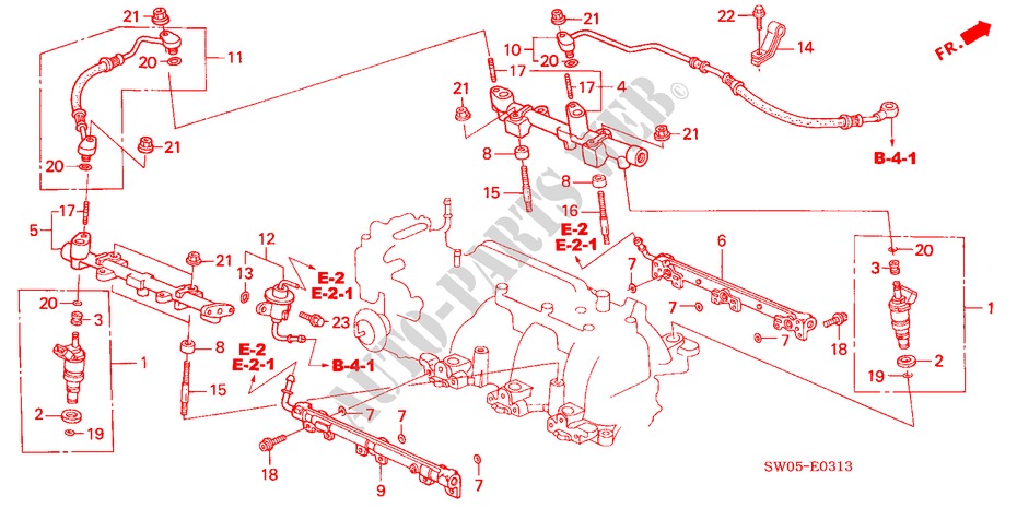 LINEA DE COMBUSTIBLE('04 ) (2) para Honda NSX NSX 2 Puertas 6 velocidades manual 2004