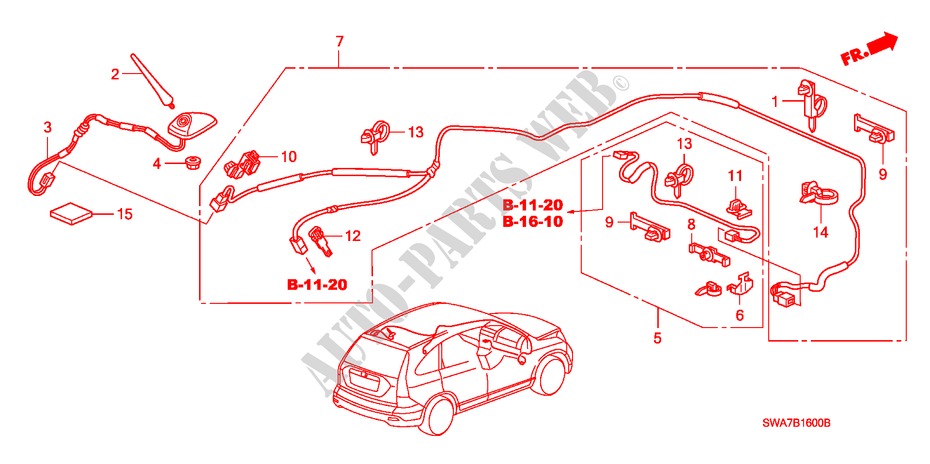 ANTENA(LH) para Honda CR-V DIESEL 2.2 ELEGANCE/SPORT 5 Puertas 6 velocidades manual 2008