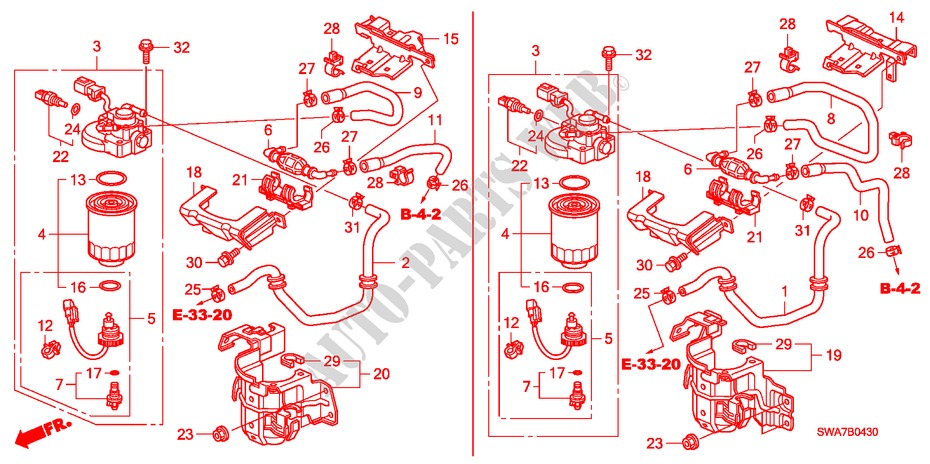 COLADOR DE COMBUSTIBLE para Honda CR-V DIESEL 2.2 ELEGANCE/SPORT 5 Puertas 6 velocidades manual 2008
