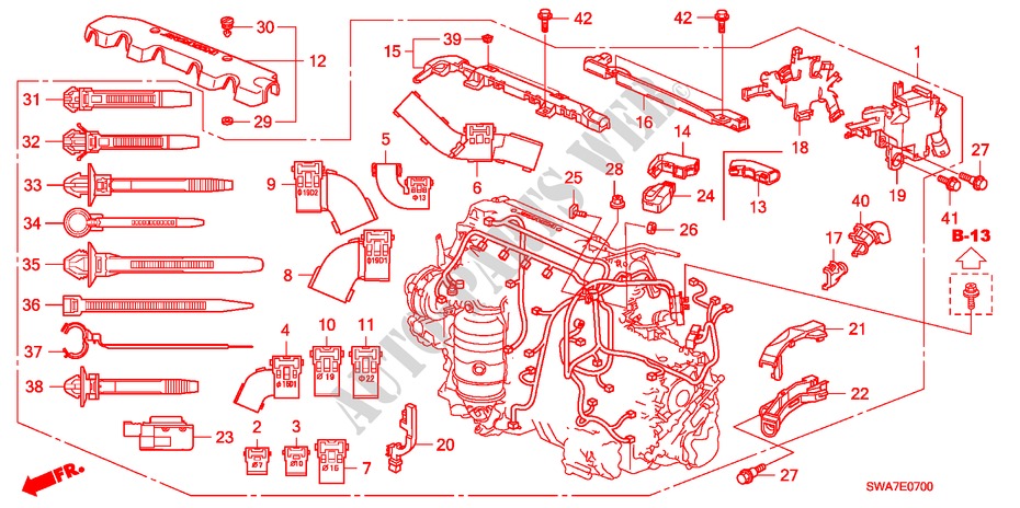 CONJ. DE CABLES DE MOTOR (2.0L) para Honda CR-V RVSI 5 Puertas 6 velocidades manual 2008