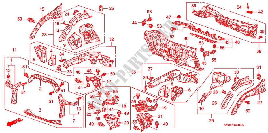 CONTENCION DELANTERA/TABLERO para Honda CR-V RVSI 5 Puertas 6 velocidades manual 2008