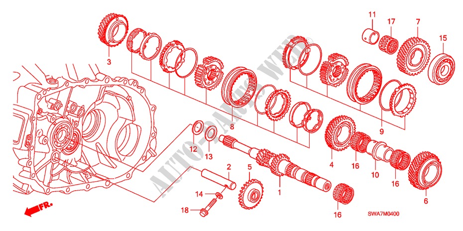 EJE PRINCIPAL(2.0L) (2.4L) para Honda CR-V RVSI 5 Puertas 6 velocidades manual 2008
