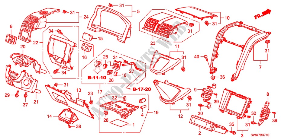 GUARNICION DE INSTRUMENTO(LADO DE CONDUCTOR)(LH) para Honda CR-V RVSI 5 Puertas 6 velocidades manual 2008