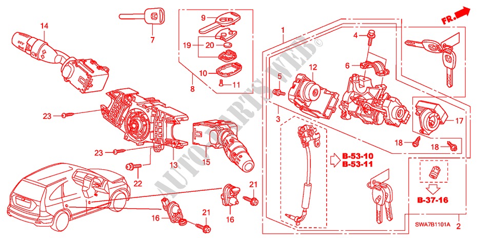 INTERRUPTOR COMBINACION(RH) para Honda CR-V ES 5 Puertas 6 velocidades manual 2008