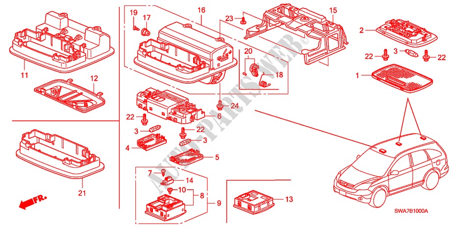 LUZ INTERIOR para Honda CR-V RVSI 5 Puertas 6 velocidades manual 2008