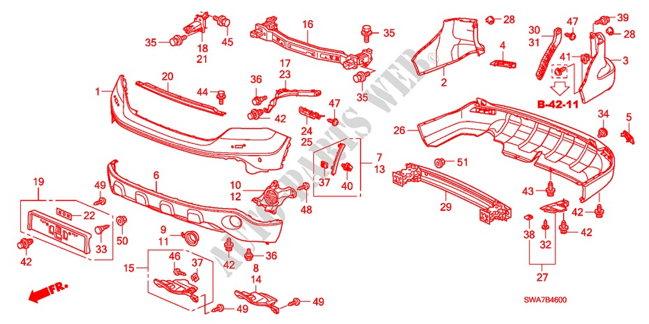 PARAGOLPES para Honda CR-V DIESEL 2.2 ELEGANCE/SPORT 5 Puertas 6 velocidades manual 2008