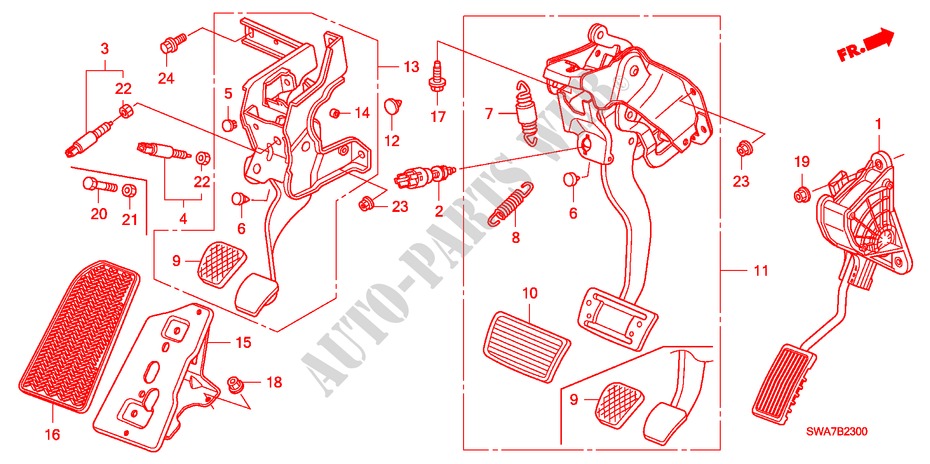 PEDAL(LH) para Honda CR-V RVSI 5 Puertas 6 velocidades manual 2007
