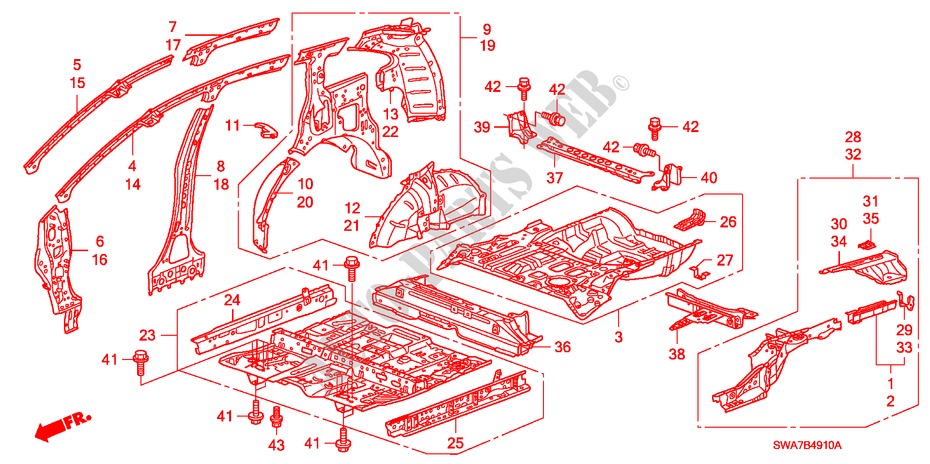 PISO/PANELES INTERIORES para Honda CR-V RVSI 5 Puertas 6 velocidades manual 2008