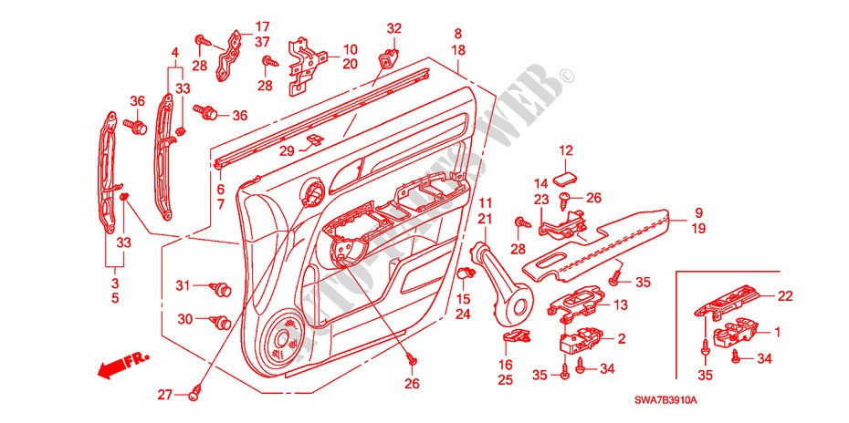 RECUBRIMIENTO DE PUERTA(LH) para Honda CR-V RVSI 5 Puertas 6 velocidades manual 2008