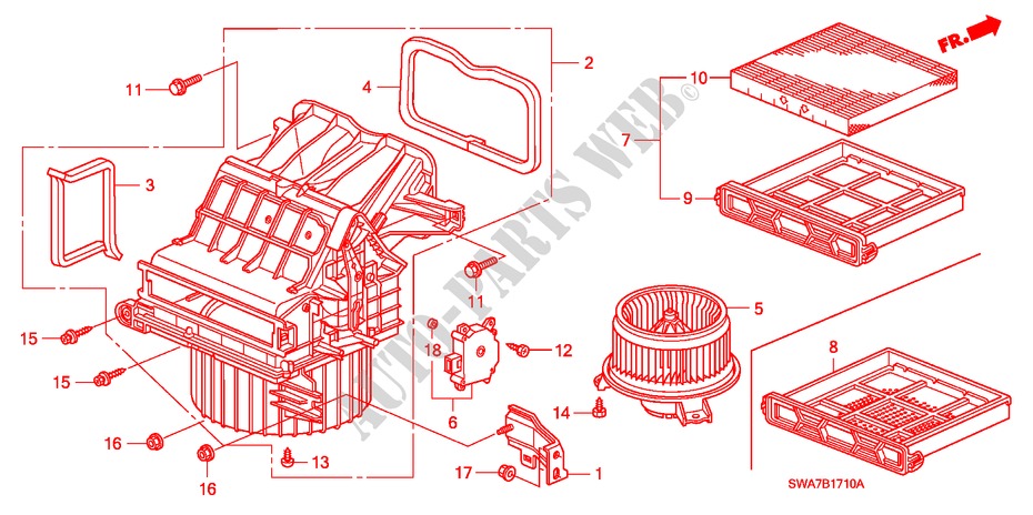 SOPLADOR DE CALEFACTOR(LH) para Honda CR-V RVSI 5 Puertas 6 velocidades manual 2008