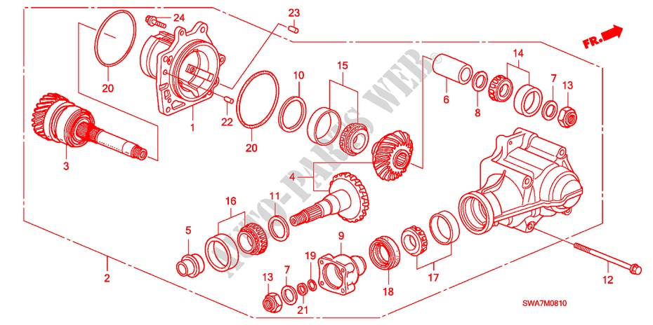 TRANSFERENCIA(2.0L) (2.4L) para Honda CR-V RVSI 5 Puertas 6 velocidades manual 2008