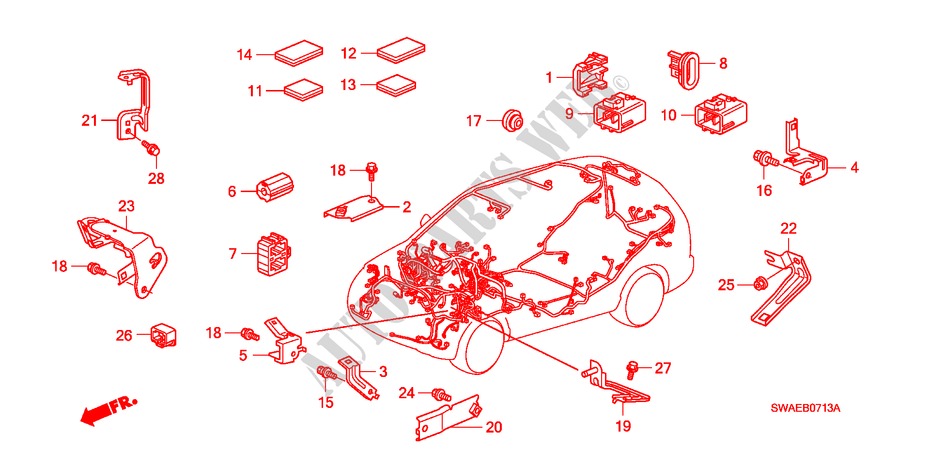 BANDA DE JUEGO DE CABLES/SOPORTE(RH)(2) para Honda CR-V ES 5 Puertas 6 velocidades manual 2010