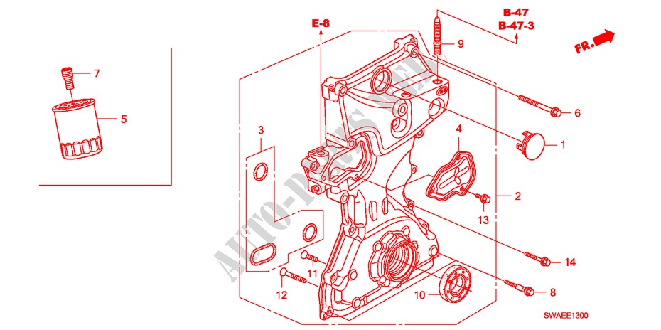 BOMBA DE ACEITE(2.0L) para Honda CR-V ES 5 Puertas 6 velocidades manual 2010