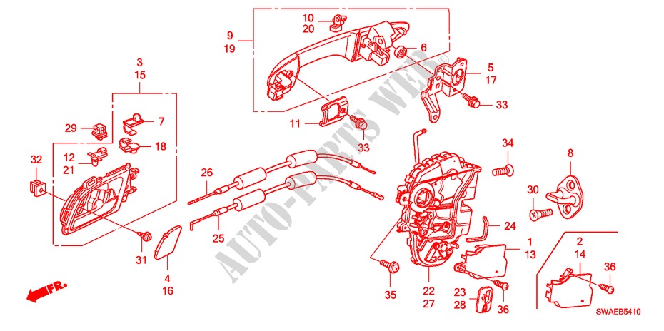CERRADURAS PUERTA TRAS./MANIJA EXTERIOR(1) para Honda CR-V ES 5 Puertas 6 velocidades manual 2010