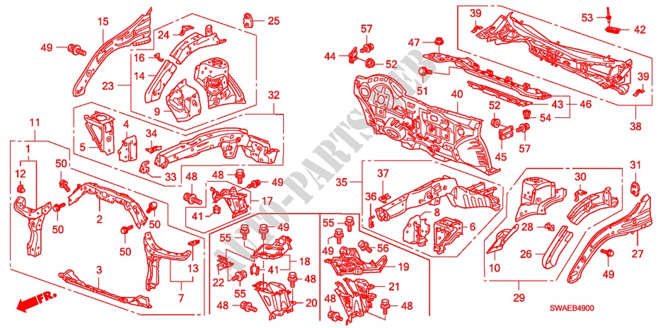 CONTENCION DELANTERA/TABLERO para Honda CR-V ES 5 Puertas 6 velocidades manual 2010