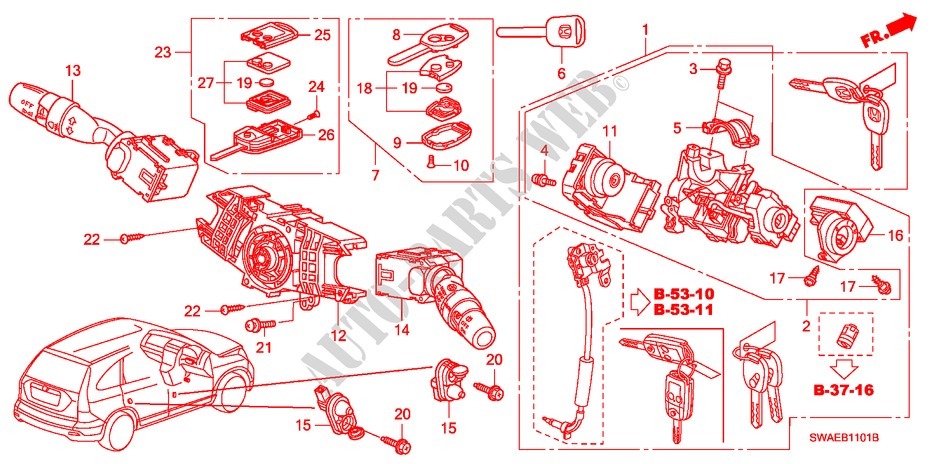 INTERRUPTOR COMBINACION(RH) para Honda CR-V ES 5 Puertas 6 velocidades manual 2010