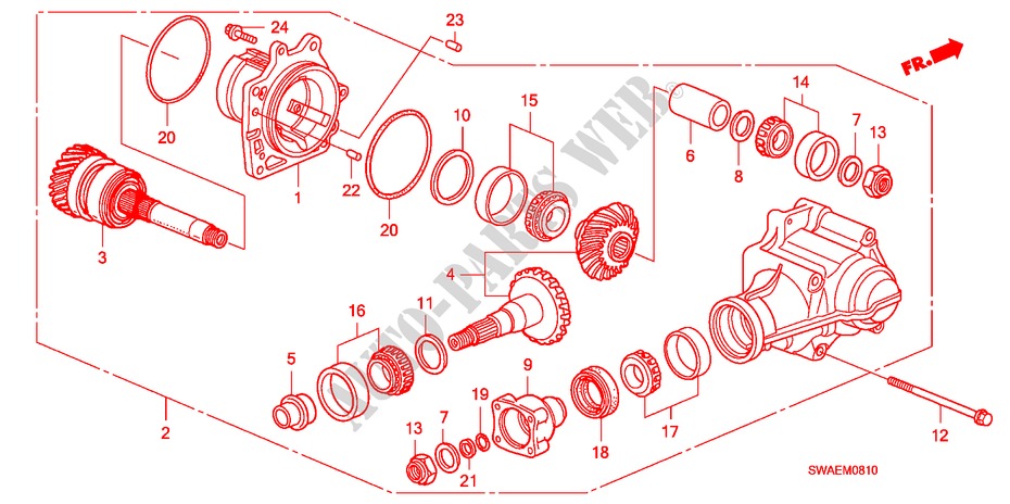 TRANSFERENCIA(2.0L)(2.4L) para Honda CR-V ES 5 Puertas 6 velocidades manual 2010