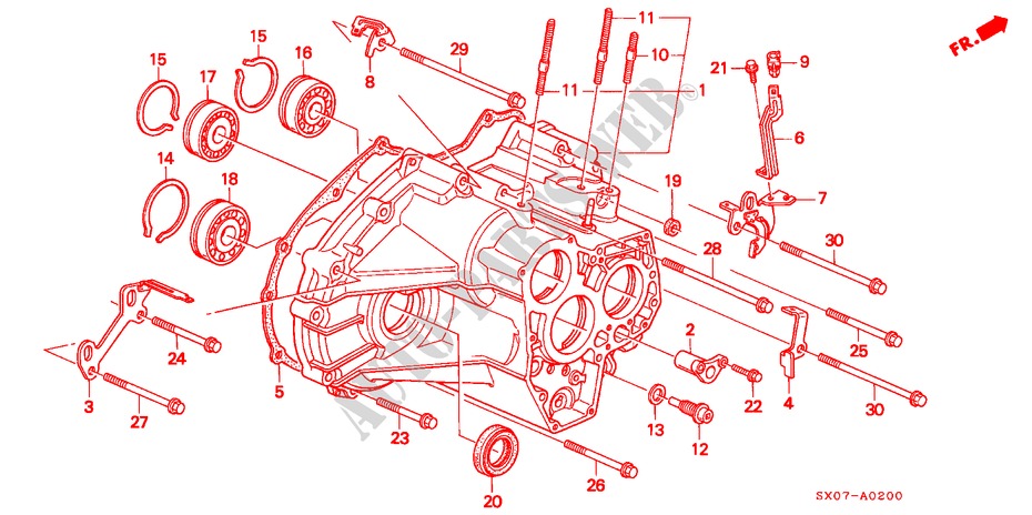 ALOJAMIENTO TRANSMISION (2.2L) para Honda SHUTTLE 2.2IES 5 Puertas 4 velocidades automática 1995