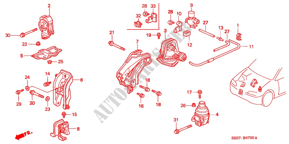 SOPORTES DE MOTOR(LH) para Honda SHUTTLE 2.2IES 5 Puertas 4 velocidades automática 1995