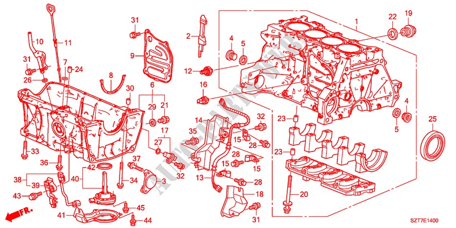 BLOQUE DE CILINDRO/COLECTOR DE ACEITE para Honda CR-Z THIS IS 3 Puertas 6 velocidades manual 2011