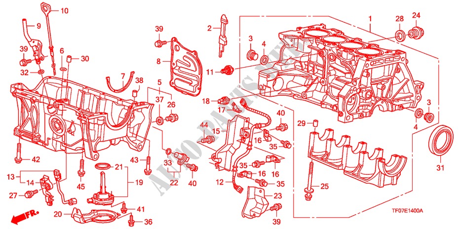 BLOQUE DE CILINDRO/COLECTOR DE ACEITE (1.2L/1.3L/1.4L) para Honda JAZZ 1.2TREND TEMP TIRE 5 Puertas 5 velocidades manual 2009