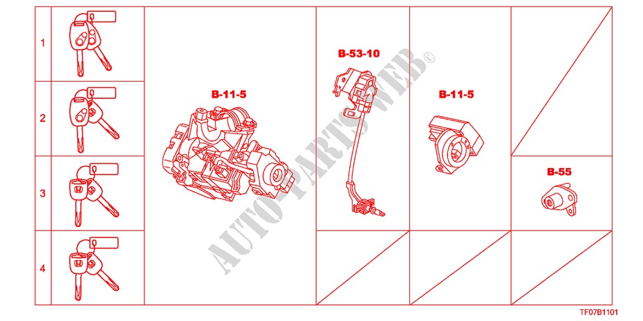 CILINDRO DE CHAVETA(LH) para Honda JAZZ 1.5 EX 5 Puertas 5 velocidades manual 2009