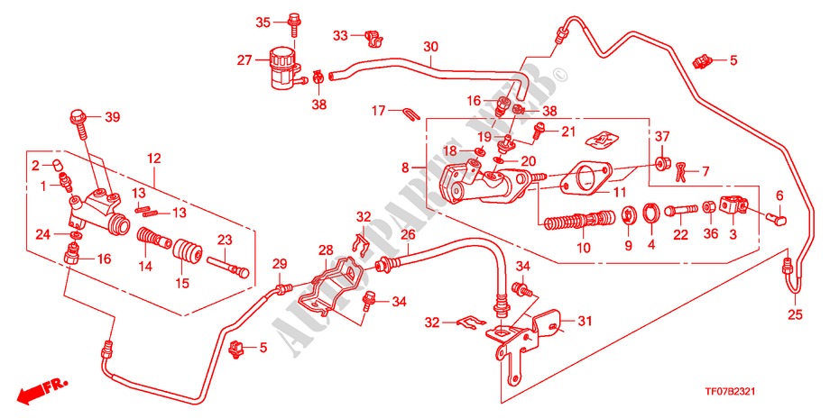 CILINDRO MAESTRO EMBRAGUE (RH) para Honda JAZZ 1.3 LX 5 Puertas 5 velocidades manual 2009