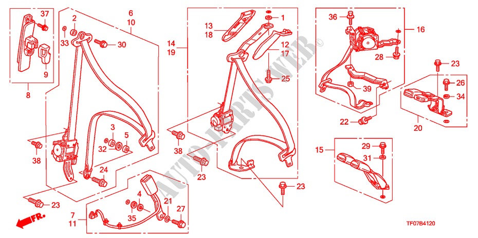CINTURONES DE SEGURIDAD para Honda JAZZ 1.4 ES 5 Puertas 5 velocidades manual 2009
