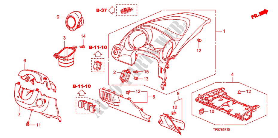 GUARNICION DE INSTRUMENTO(LADO DE CONDUCTOR) (LH) para Honda JAZZ 1.4 LSH  DAY LIGHT 5 Puertas Transmisión Manual Inteligente 2009