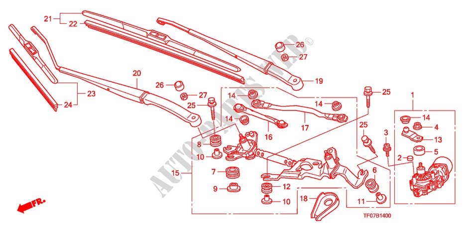 LIMPIAPARABRISAS (LH) para Honda JAZZ 1.2TREND TEMP TIRE 5 Puertas 5 velocidades manual 2009