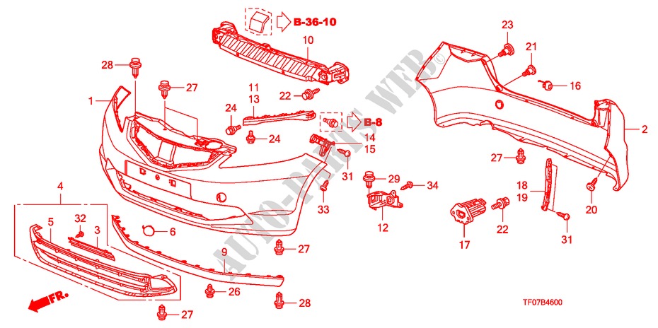 PARAGOLPES(1) para Honda JAZZ 1.2TREND TEMP TIRE 5 Puertas 5 velocidades manual 2009