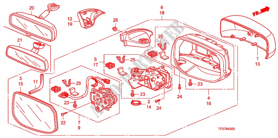 RETROVISOR(CONTROL REMOTO) para Honda JAZZ 1.2TREND TEMP TIRE 5 Puertas 5 velocidades manual 2009