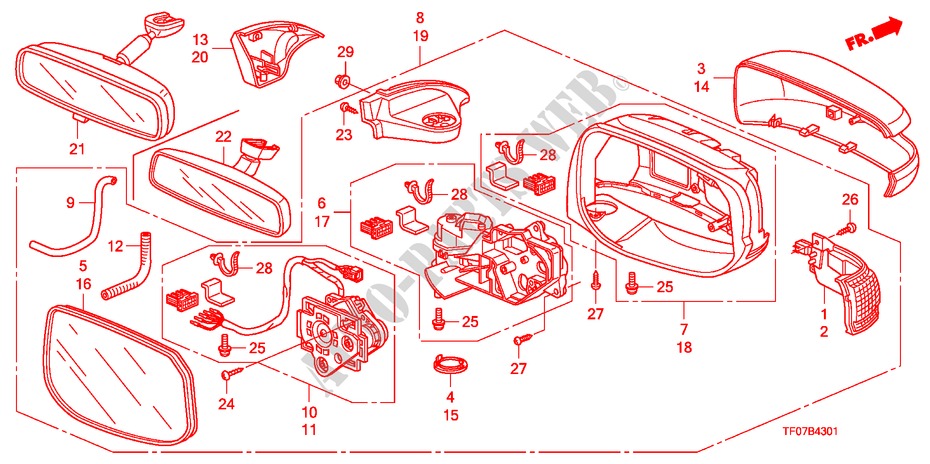 RETROVISOR(GIRO AUTOMATICO) para Honda JAZZ 1.4 ESH 5 Puertas Transmisión Manual Inteligente 2009