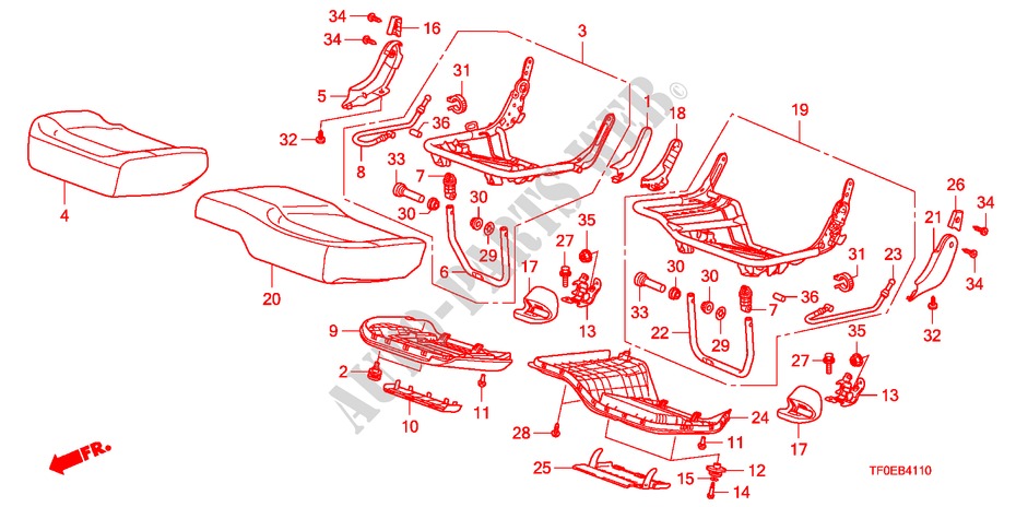 ALMOHADILLA ASIENTO TRAS. para Honda JAZZ 1.2 LSE  TEMP TIRE 5 Puertas 5 velocidades manual 2010