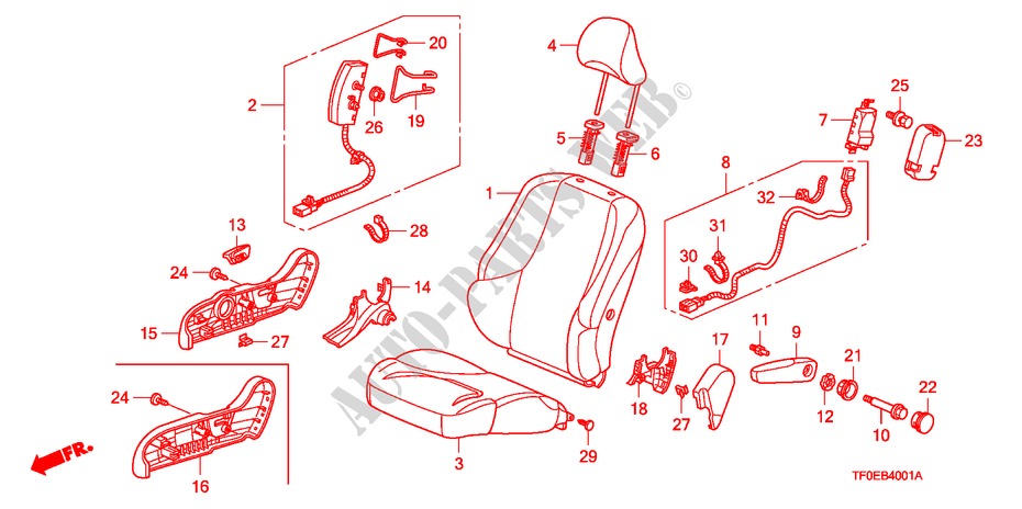 ASIENTO DELANTERO(DER.) para Honda JAZZ 1.4 ES 5 Puertas 5 velocidades manual 2010
