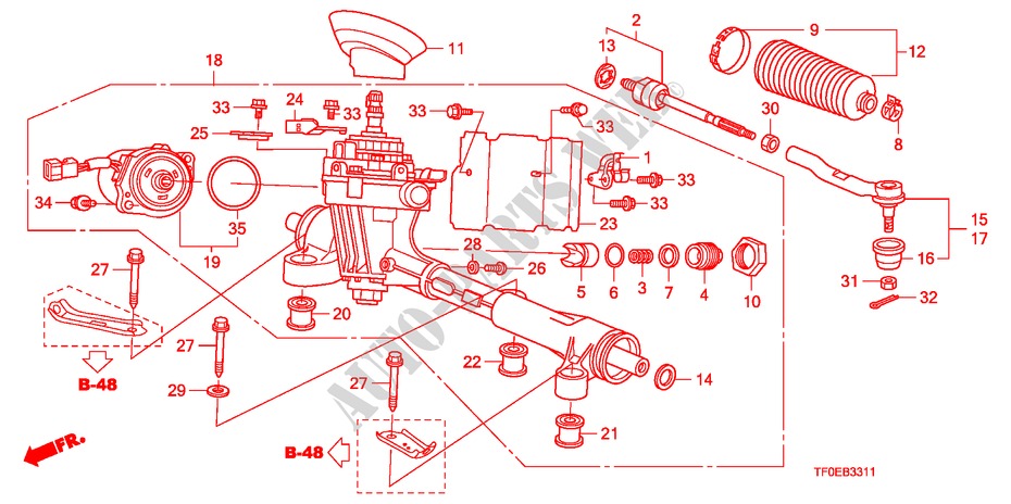 CAJA DE ENGRANAJE DE P.S.(EPS)(RH) para Honda JAZZ 1.4 EX 5 Puertas 5 velocidades manual 2010