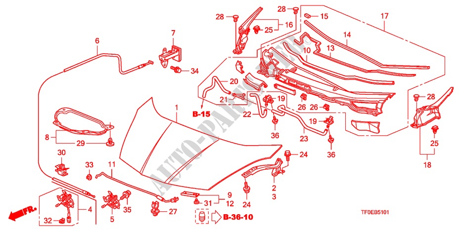 CAPO DE MOTOR(RH) para Honda JAZZ 1.4 ES 5 Puertas 5 velocidades manual 2010