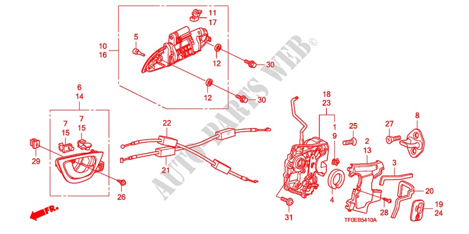 CERRADURA PUERTA TRASERA/MANIJA EXTERIOR(1) para Honda JAZZ 1.5 EXE 5 Puertas 5 velocidades manual 2010