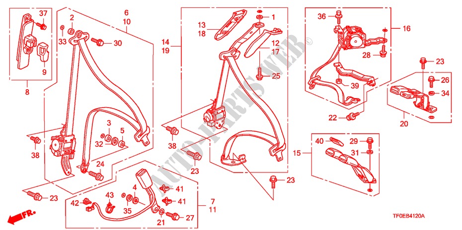 CINTURONES DE SEGURIDAD para Honda JAZZ 1.4 LSS 5 Puertas 5 velocidades manual 2010