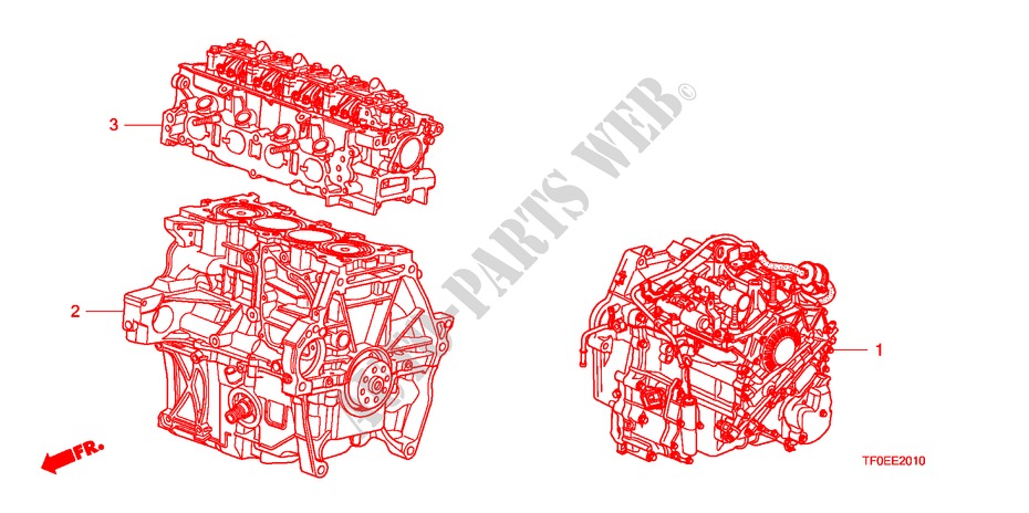 CONJ. DE MOTOR/ENS. DE TRANSMISION para Honda JAZZ 1.5 EXE 5 Puertas 5 velocidades manual 2010