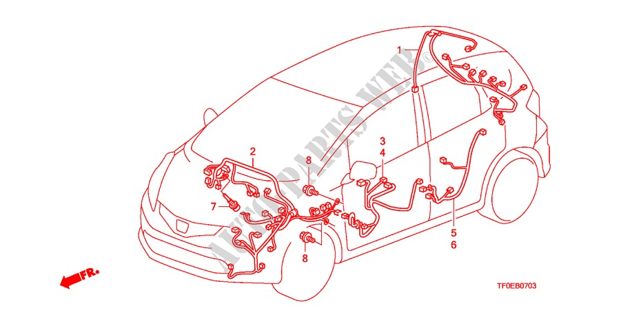 CONJUNTO DE ALAMBRES(RH)(2) para Honda JAZZ 1.4 ES 5 Puertas 5 velocidades manual 2010