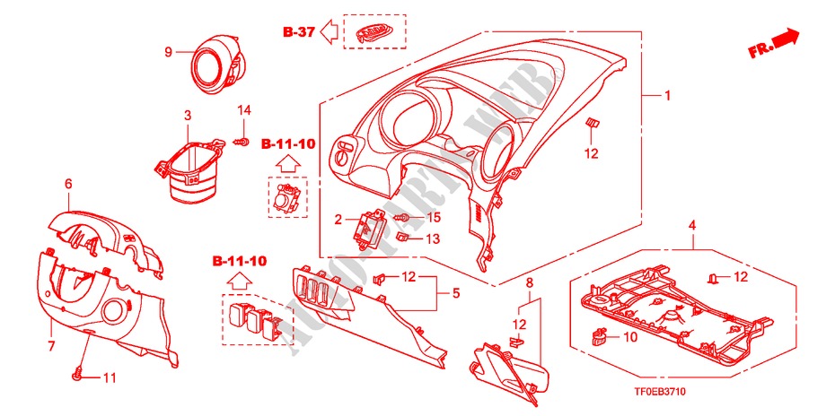 GUARNICION DE INSTRUMENTO(LADO DE CONDUCTOR)(LH) para Honda JAZZ 1.4 LSS 5 Puertas 5 velocidades manual 2010