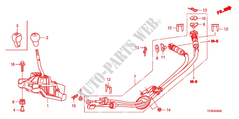 PALANCA DE CAMBIO(MT) para Honda JAZZ 1.4 LS   TEMP TIRE 5 Puertas 5 velocidades manual 2010