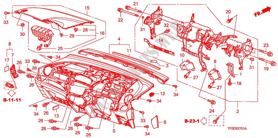 PANEL DE INSTRUMENTO(RH) para Honda JAZZ 1.4 ES 5 Puertas 5 velocidades manual 2010