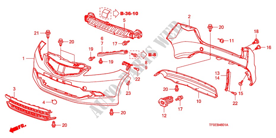 PARAGOLPES(2) para Honda JAZZ 1.4 LSS 5 Puertas Transmisión Manual Inteligente 2010