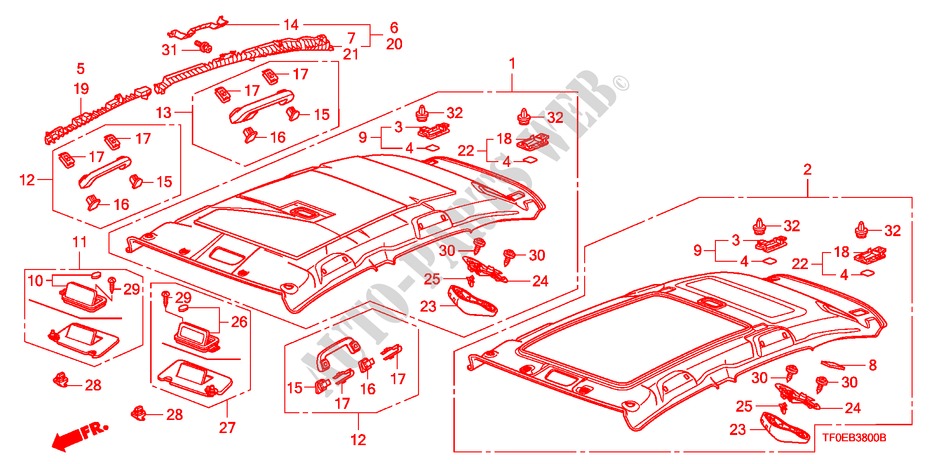 RECUBRIMIENTO DE TECHO para Honda JAZZ 1.4 ES 5 Puertas 5 velocidades manual 2010