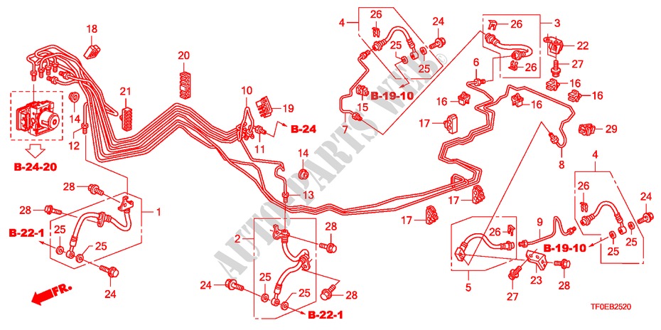 TUBERIA DE FRENO/MANGUERA(LH)(VSA) para Honda JAZZ 1.4 LSS 5 Puertas 5 velocidades manual 2010