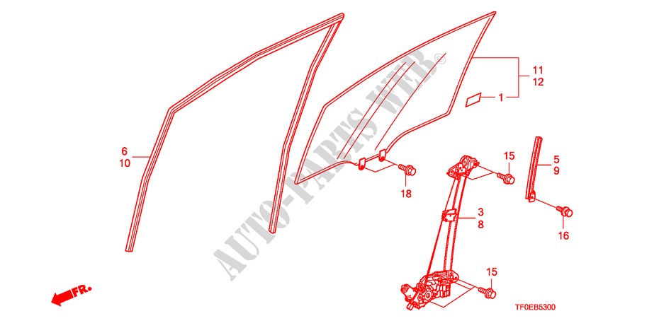 VIDRIO PUERTA DELANTERA/REGULATOR para Honda JAZZ 1.4 ES 5 Puertas 5 velocidades manual 2010